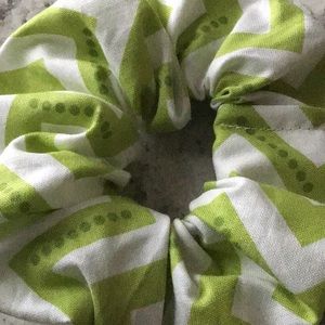 Olive chevron stripe Scrunchie Hair tie bracelet